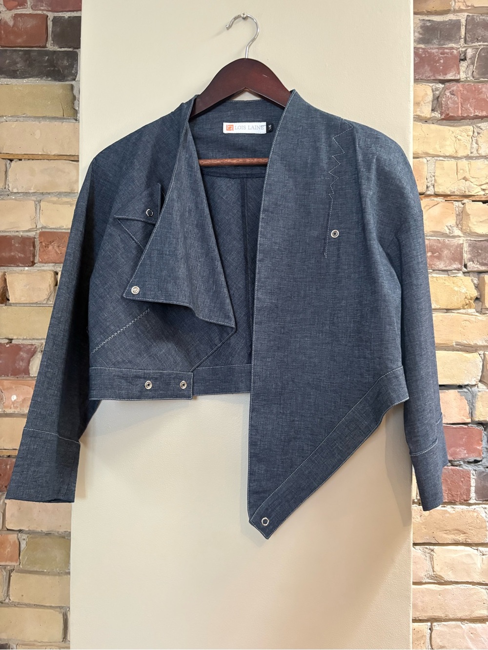 Lois Laine Asymmetrical Hemp Blend Cropped Jacket